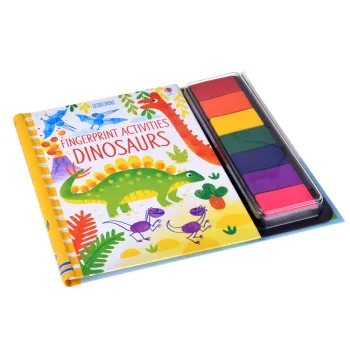 okładka książeczki o dinozaurach z wyrazistą grafiką