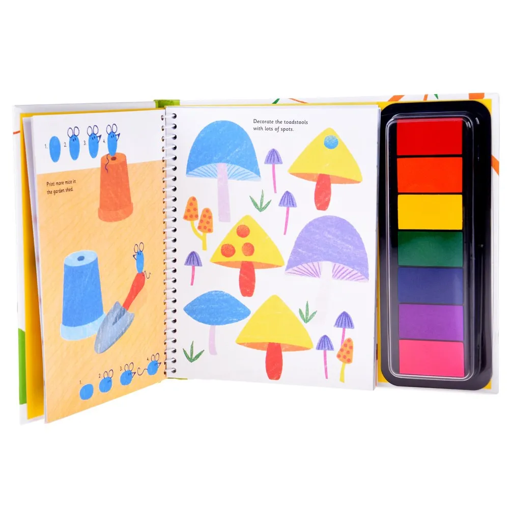 widoczne gąbeczki z farbą w siedmiu kolorach