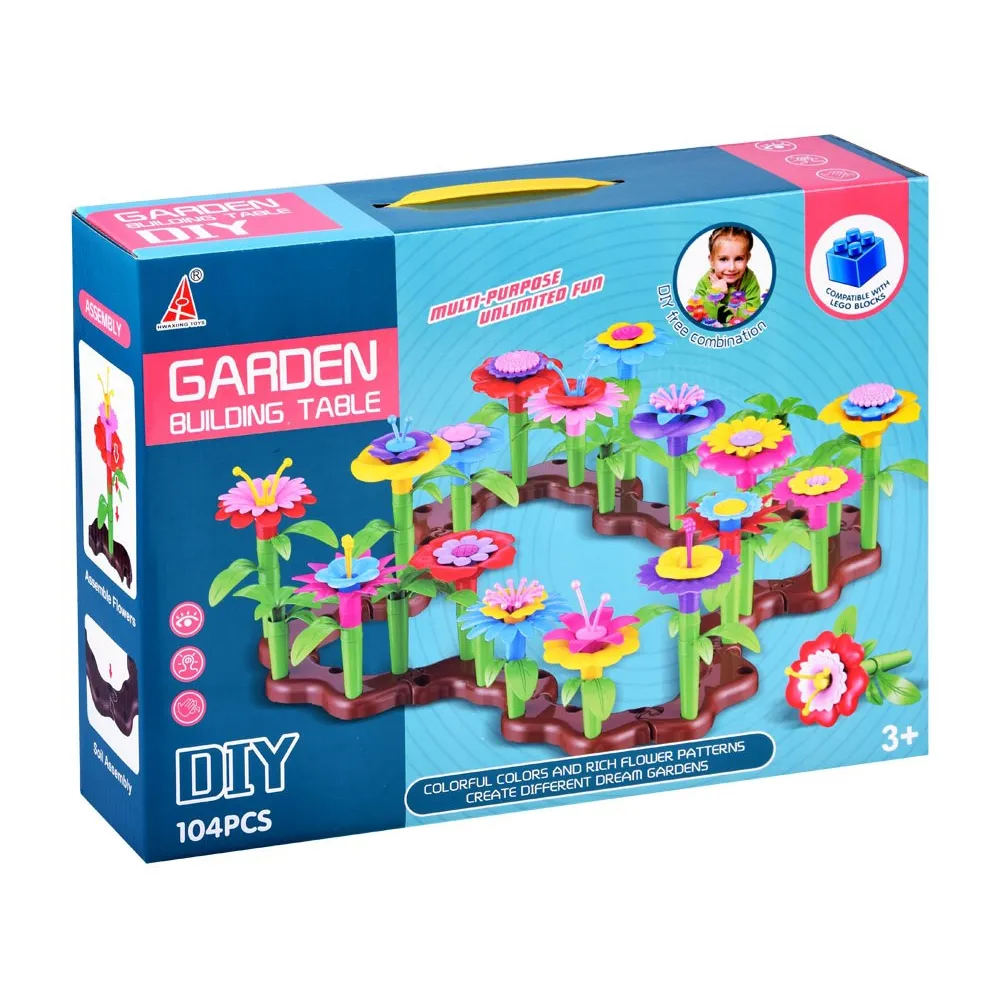 detal wytrzymałego plastiku w klockach rabatka kwiatki