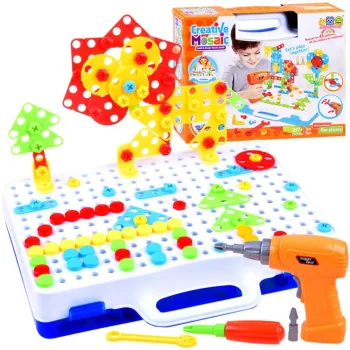 kreatywny zestaw klocków z wkrętarką i wieloma elementami