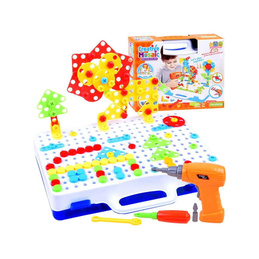 kreatywny zestaw klocków z wkrętarką i wieloma elementami