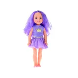 zbliżenie na długie, fioletowe włosy lalki Królowa Fioletu