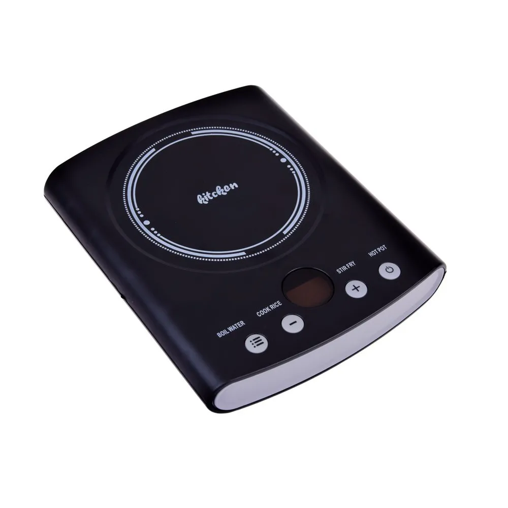 zbliżenie na jednopalnikową kuchenkę z wyświetlaczem i przyciskami