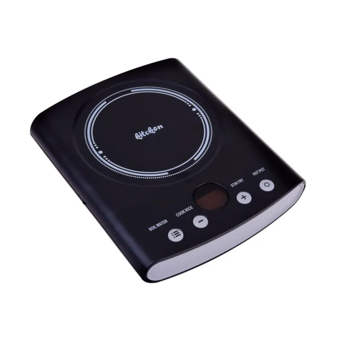 zbliżenie na jednopalnikową kuchenkę z wyświetlaczem i przyciskami