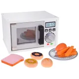 zestaw z kuchenką mikrofalową i porcelanowym talerzykiem dla dzieci