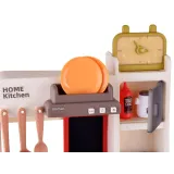 akcesoria kuchenne: garnki, talerze, przybory, warzywa i owoce do zabawy