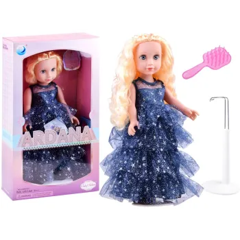 Lalka Ariana w granatowej sukni balowej ze srebrnymi gwiazdkami