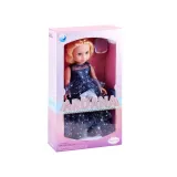 Granatowa balowa suknia lalki z widocznym detalem wzoru