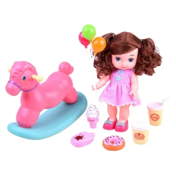 Lalka bobas + KONIK NA BIEGUNACH akcesoria ZA2927