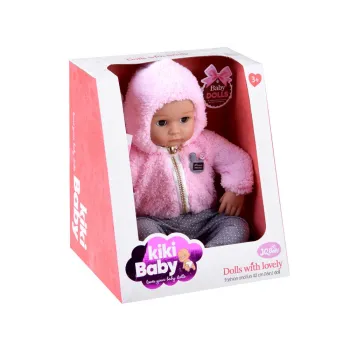 Szczegół ubrania lalki z kapturem i kolorowymi kropkami