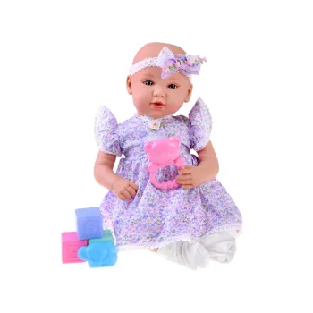 Lalka BOBAS interaktywna 46cm - w liliowej sukience + akcesoria ZA5834