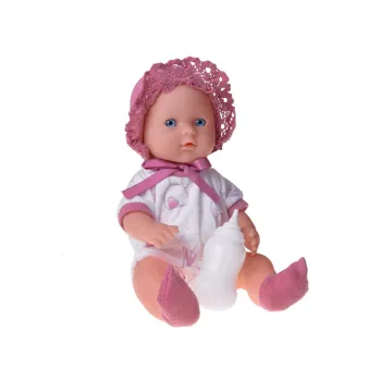 nosidełko z laleczką i dołączoną butelką do karmienia