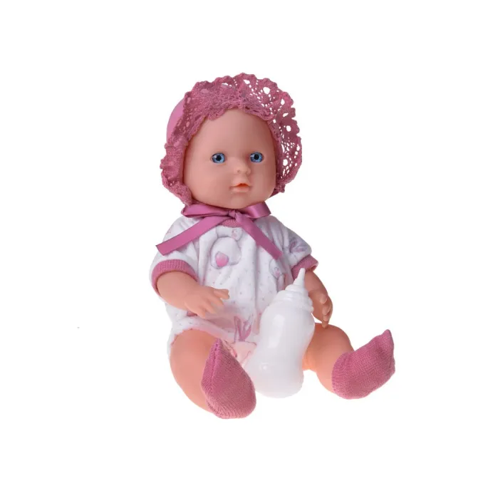 nosidełko z laleczką i dołączoną butelką do karmienia