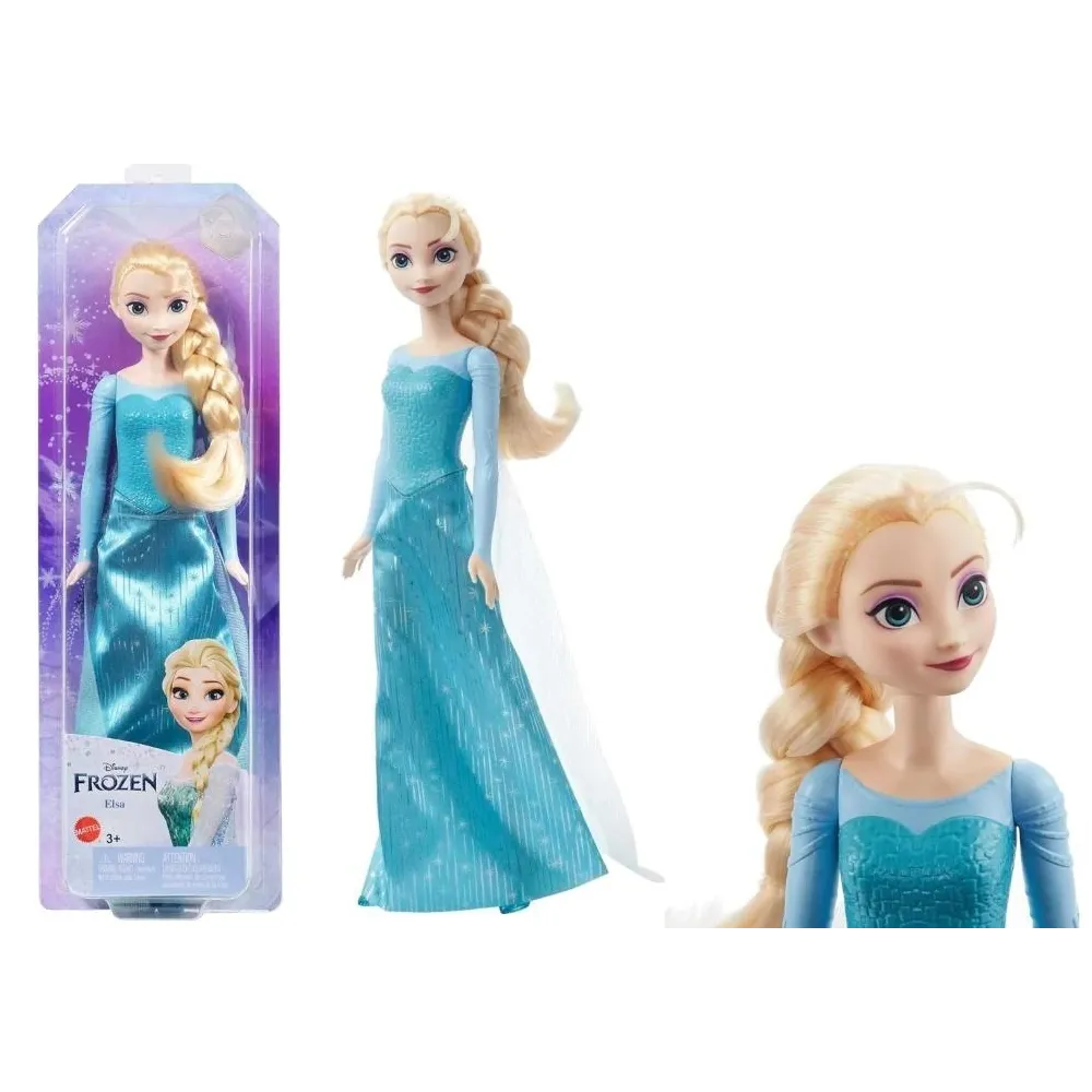 Lalka Frozen Elsa w lodowej sukni z peleryną i charakterystycznym warkoczem