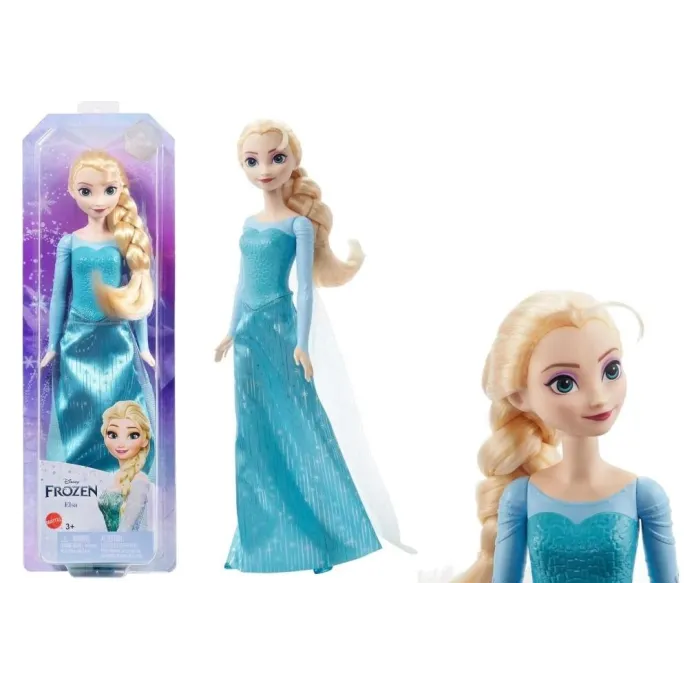 Lalka Frozen Elsa w lodowej sukni z peleryną i charakterystycznym warkoczem