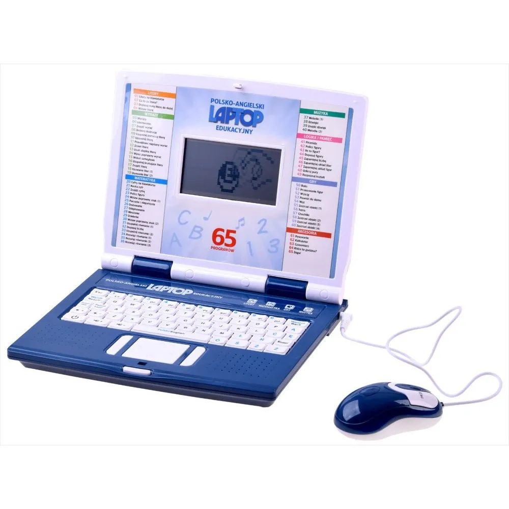 Zbliżenie na klawiaturę edukacyjnego laptopa dla dzieci