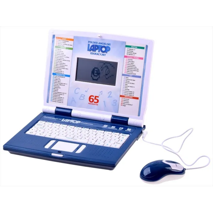 Zbliżenie na klawiaturę edukacyjnego laptopa dla dzieci