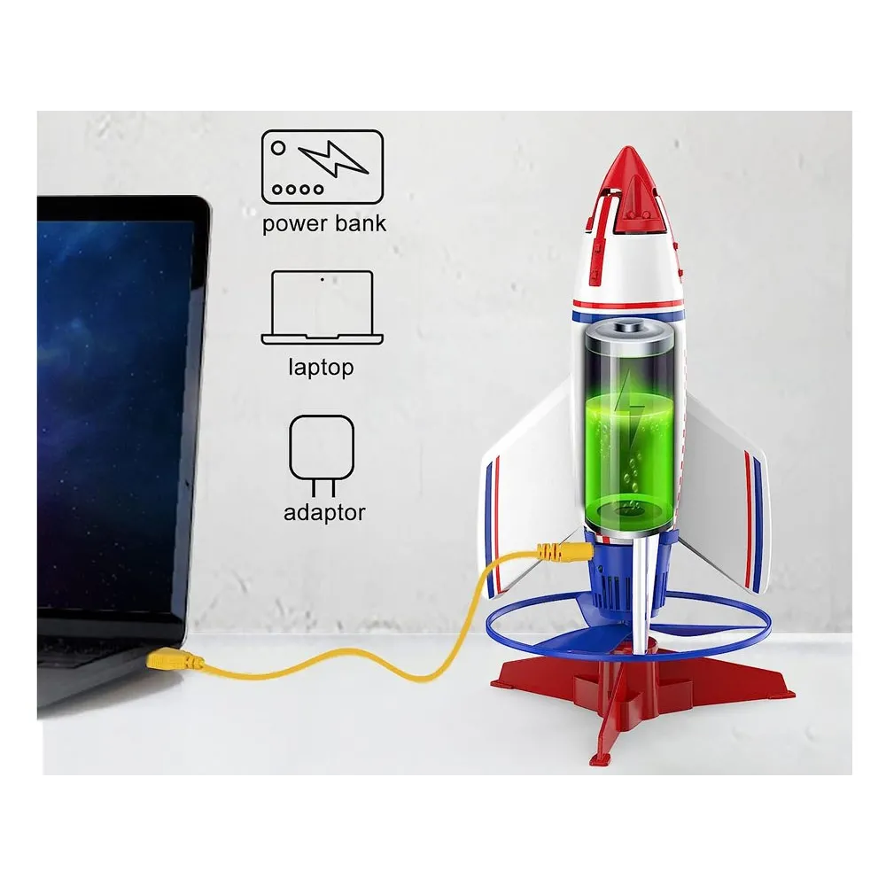Kolorowe opakowanie latającej rakiety z kompletnym zestawem