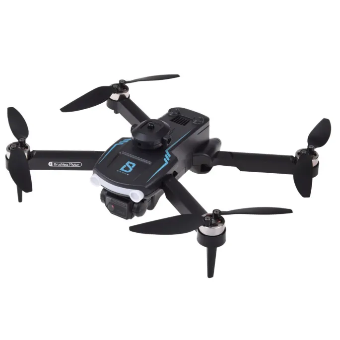 Model drona RC0657 ustawiony na stole w trybie gotowości do lotu