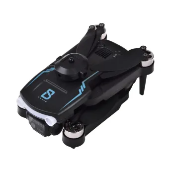 Dron RC0657 w pozycji startowej na podłodze w pomieszczeniu