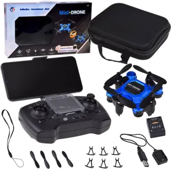 mini dron rc0656 z rozłożonymi ramionami na białym tle