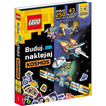 Zestaw LEGO Books Kosmos Buduj i naklejaj z klockami i naklejkami na tle scenki