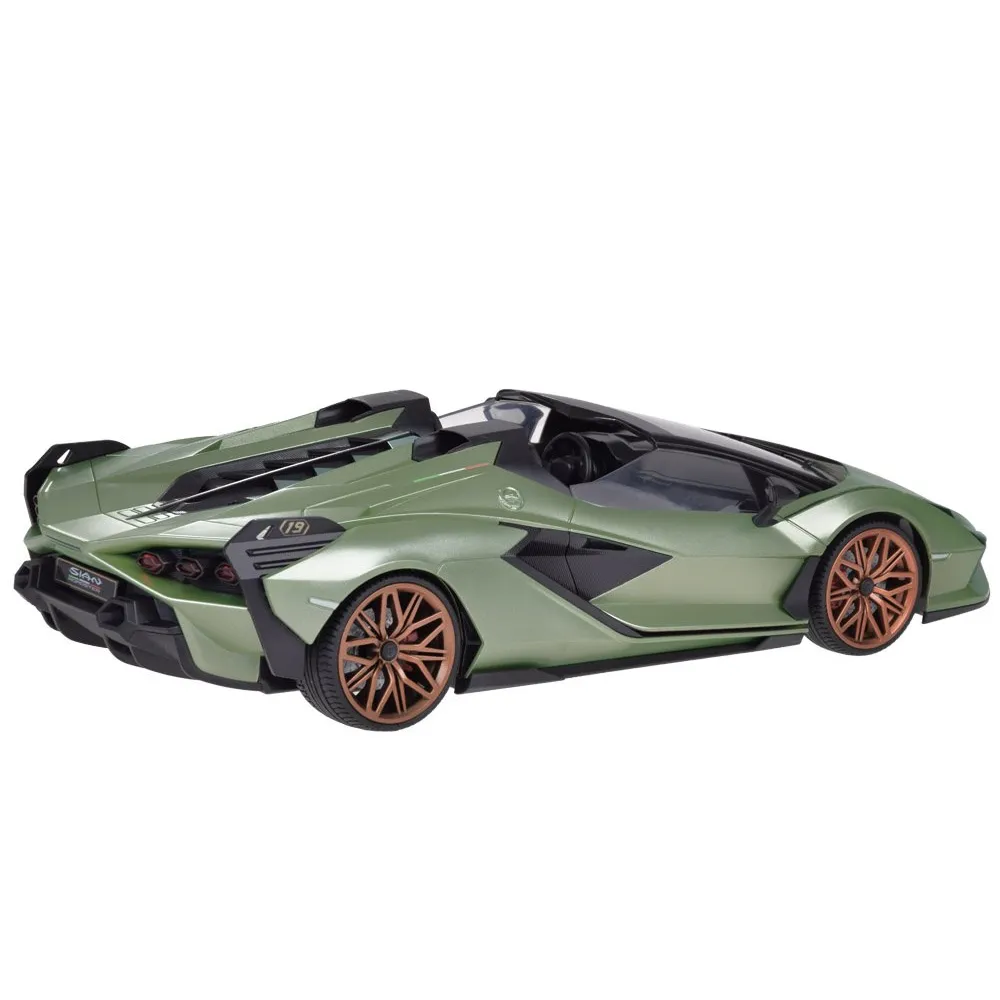 tył Lamborghini Sián rc z podświetlonymi na czerwono światłami cofania