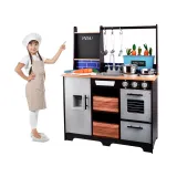 uchwyty na akcesoria i tablica kredowa w kuchni loftowej dla dzieci