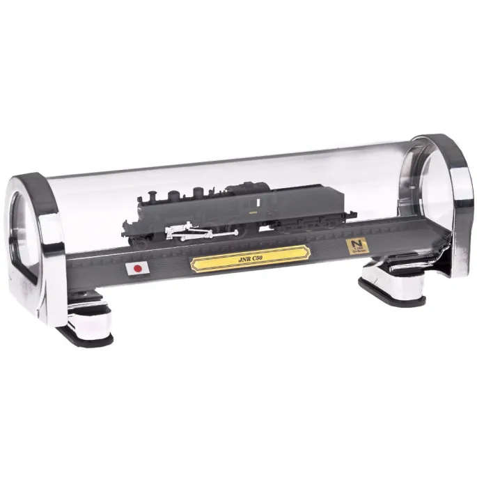 Widok na elegancką podstawkę z flagą Japonii i tabliczką modelu