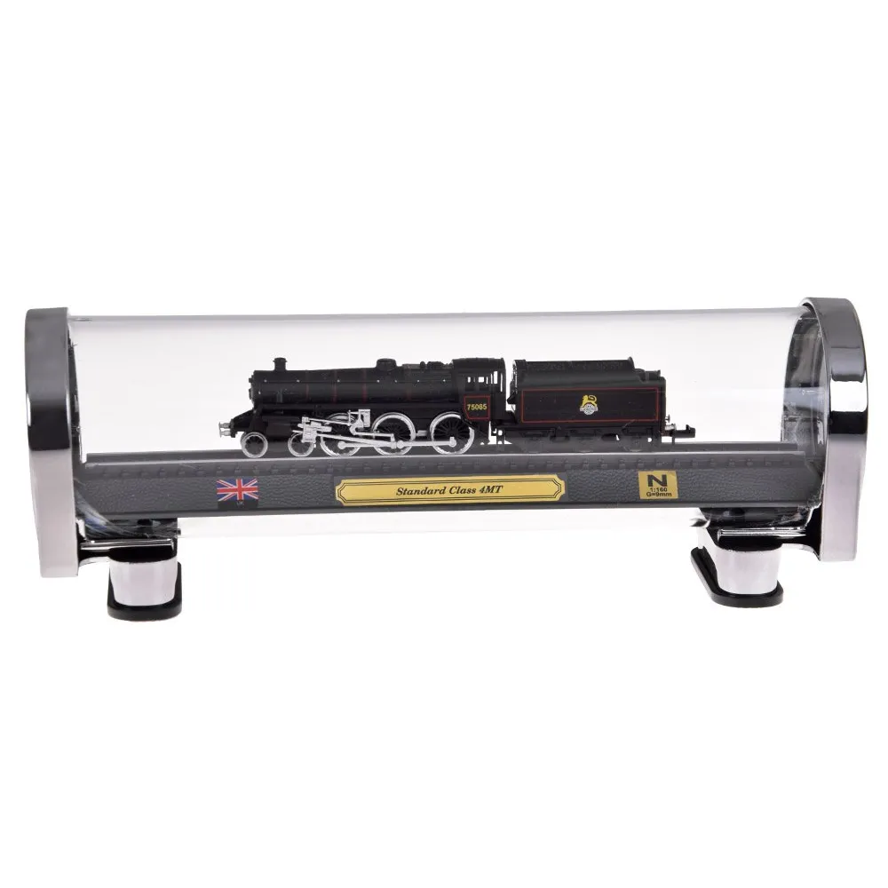 Opakowanie ekspozycyjne z przezroczystej tuby z modelem lokomotywy