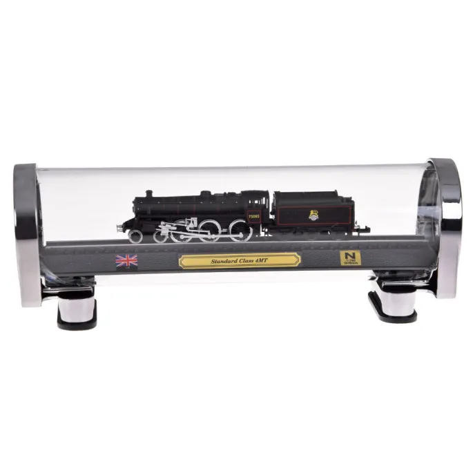 Opakowanie ekspozycyjne z przezroczystej tuby z modelem lokomotywy