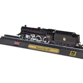 Flaga kraju pochodzenia widoczna przy modelu kolejowym