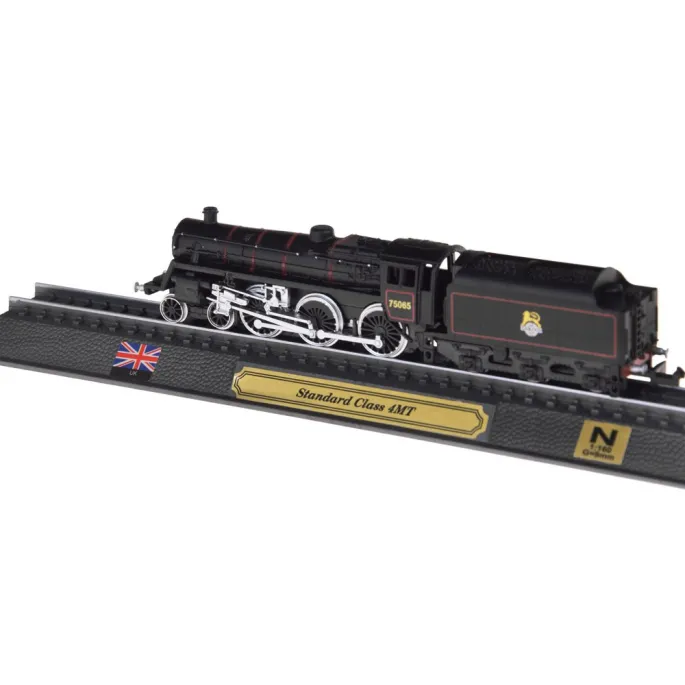 Flaga kraju pochodzenia widoczna przy modelu kolejowym