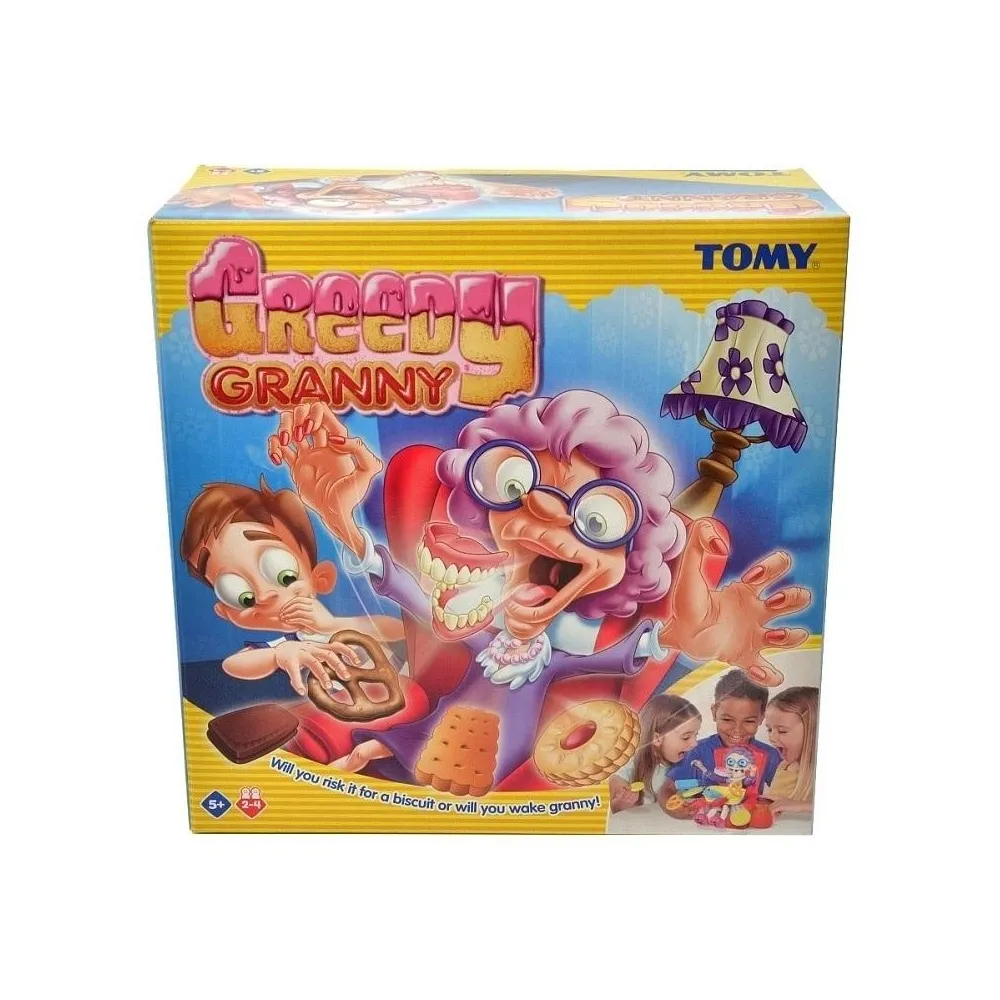 planszowa gra Łakocie babci TOMY z półmiskiem ciastek i figurką babci
