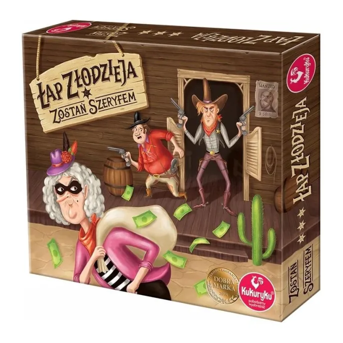 Gra planszowa Łap złodzieja z planszą, kartami i mazakiem na stole
