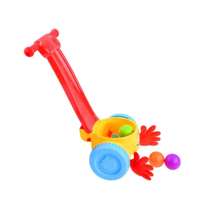 energetyczne kolory i uśmiechnięta buzia zabawki pchacz