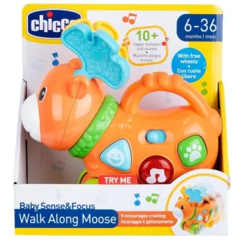 interaktywny łoś na kółkach z poręcznym uchwytem i barwnym porożem