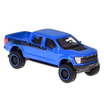 Widok kolekcjonerskiego zestawu Maisto Ford F-150 z łodzią z profilu