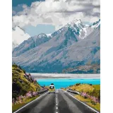 zestaw malowanie po numerach podróż w góry 40x50 z widocznym płótnem