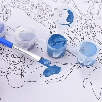 cały zestaw gotowy do rozpoczęcia malowania górskiej scenerii