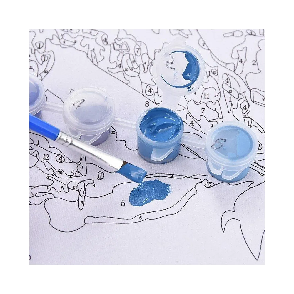 cały zestaw gotowy do rozpoczęcia malowania górskiej scenerii