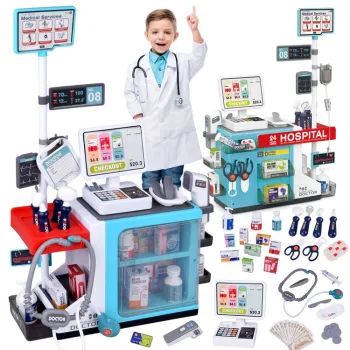 duże centrum zdrowia z akcesoriami do zabawy w lekarza i farmaceutę