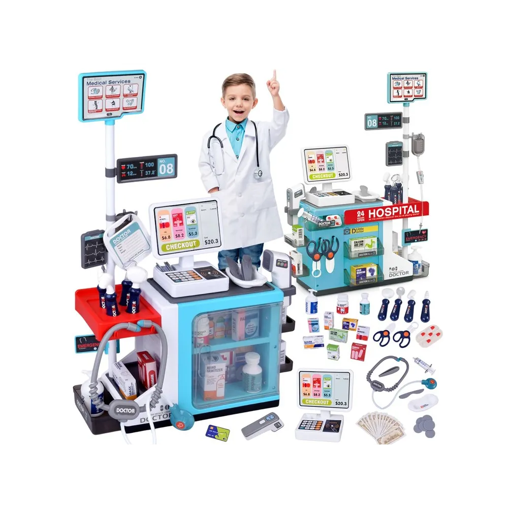 duże centrum zdrowia z akcesoriami do zabawy w lekarza i farmaceutę