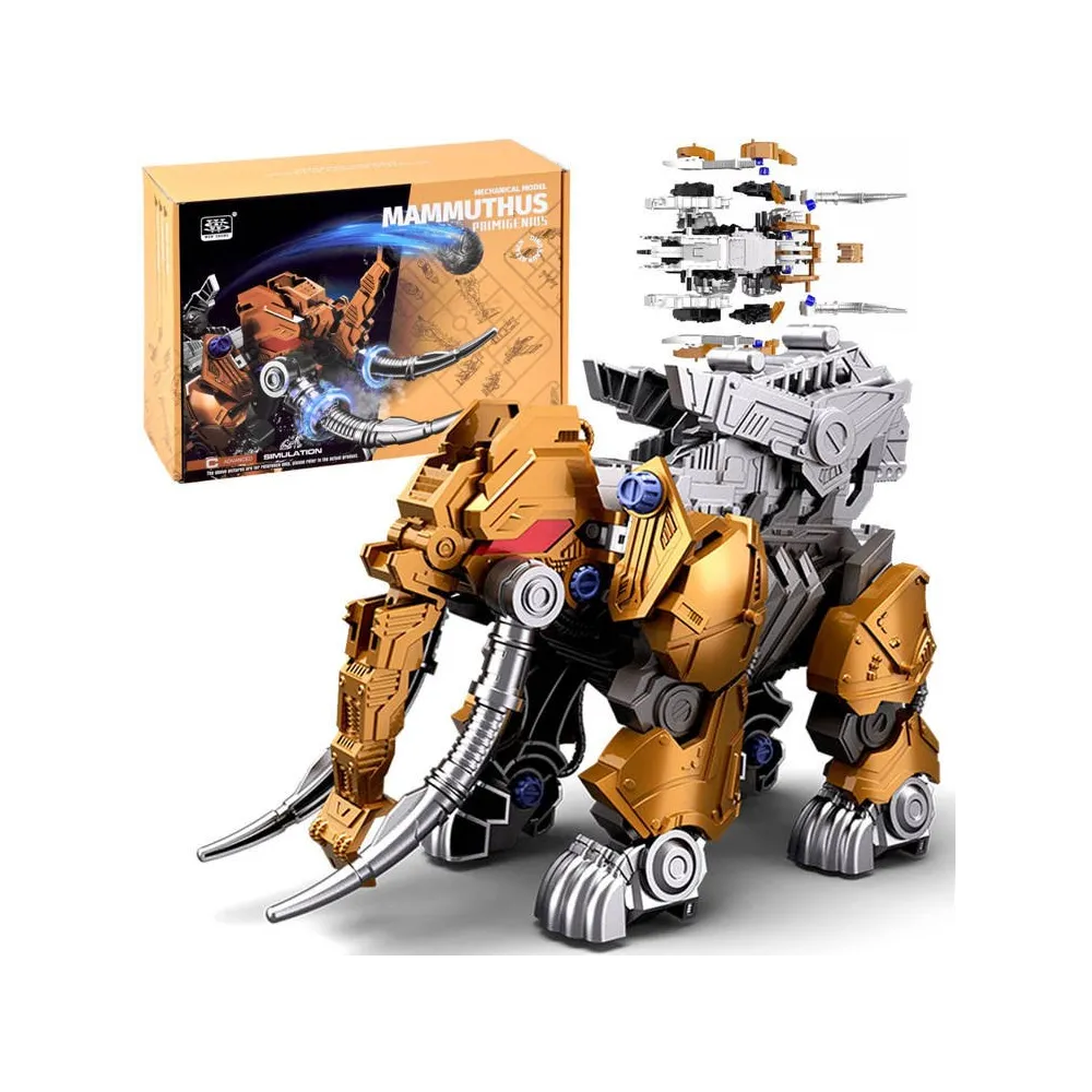 model mamuta do składania w barwnych elementach na białym tle