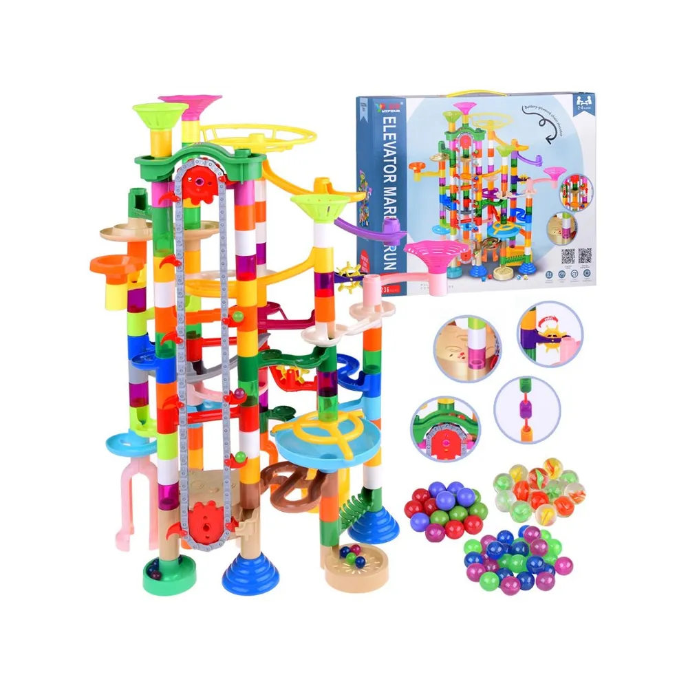 kolorowy mega tor kulkowy marble z 236 elementów widok ogólny