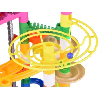 rozbudowany tor kulkowy marble z różnobarwnymi rurkami