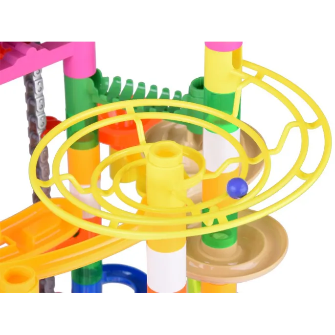 rozbudowany tor kulkowy marble z różnobarwnymi rurkami