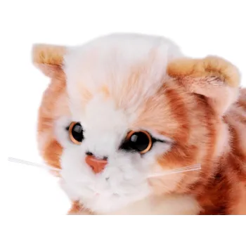 Maskotka rudy kotek na jasnym tle, pokazująca miękką powierzchnię