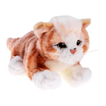 Leżący pluszak kot 30 cm w realistycznym wydaniu z elastycznymi wąsami