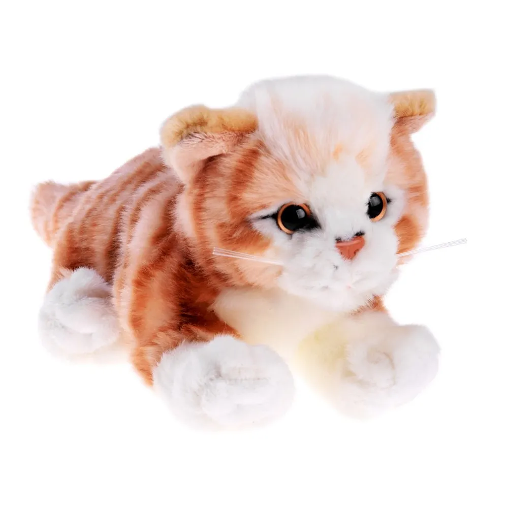 Leżący pluszak kot 30 cm w realistycznym wydaniu z elastycznymi wąsami